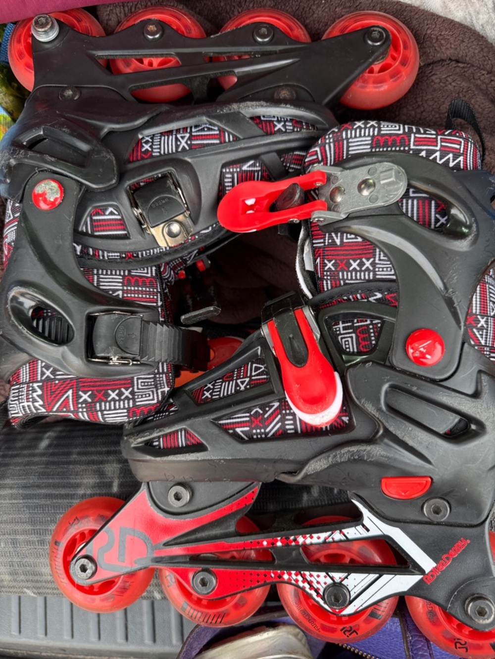 Roller derby kids Adjustable Black & Red Inline Roller Skates size 12-2